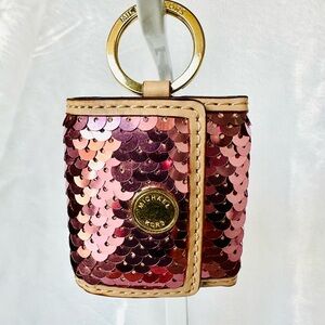 Michael Kors Pink and Gold Sequin Keychain